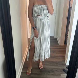 Two piece top/skirt with slit